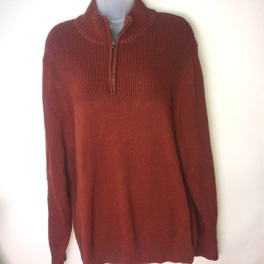 Dockers Men's Burnt Orange Sweater Large Half Zip‎